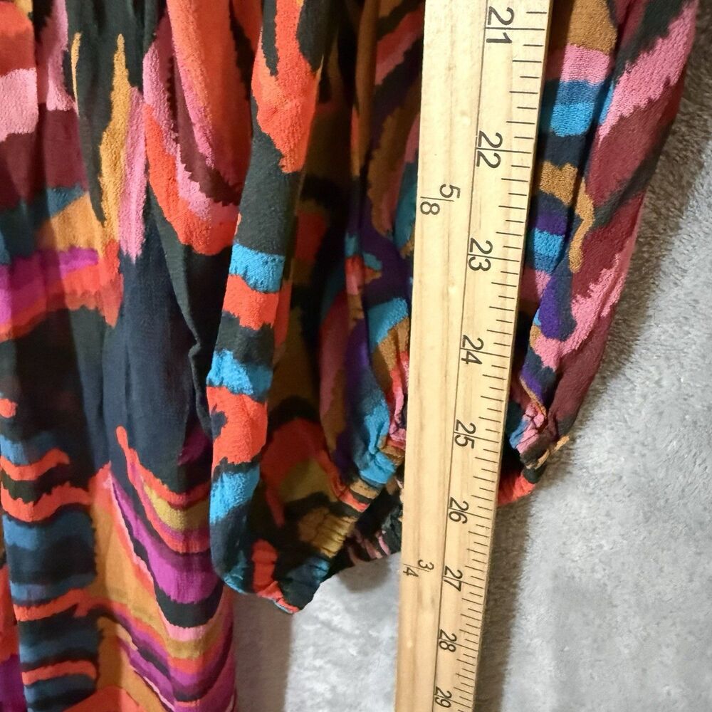 FARM RIO Womens XL Foliage Embroidered Maxi Dress Multicolor Tropical Boho - Picture 10 of 14